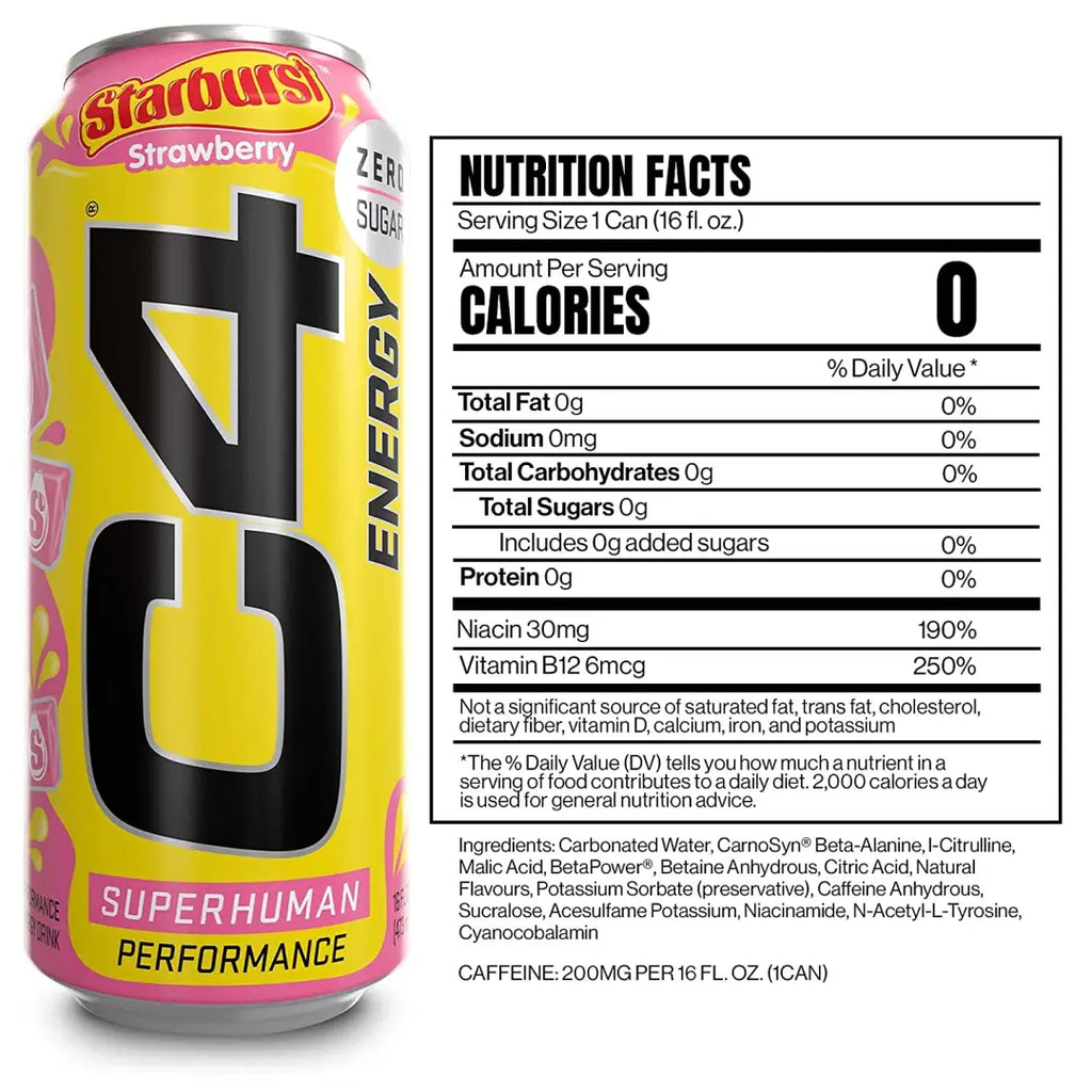 Cellucor C4 Energy Drink STARBURST Strawberry Carbonated