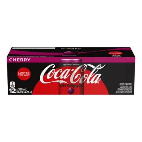 Cherry Coke Zero Soda- Canada 12 fl oz cans 12 pack - Soda