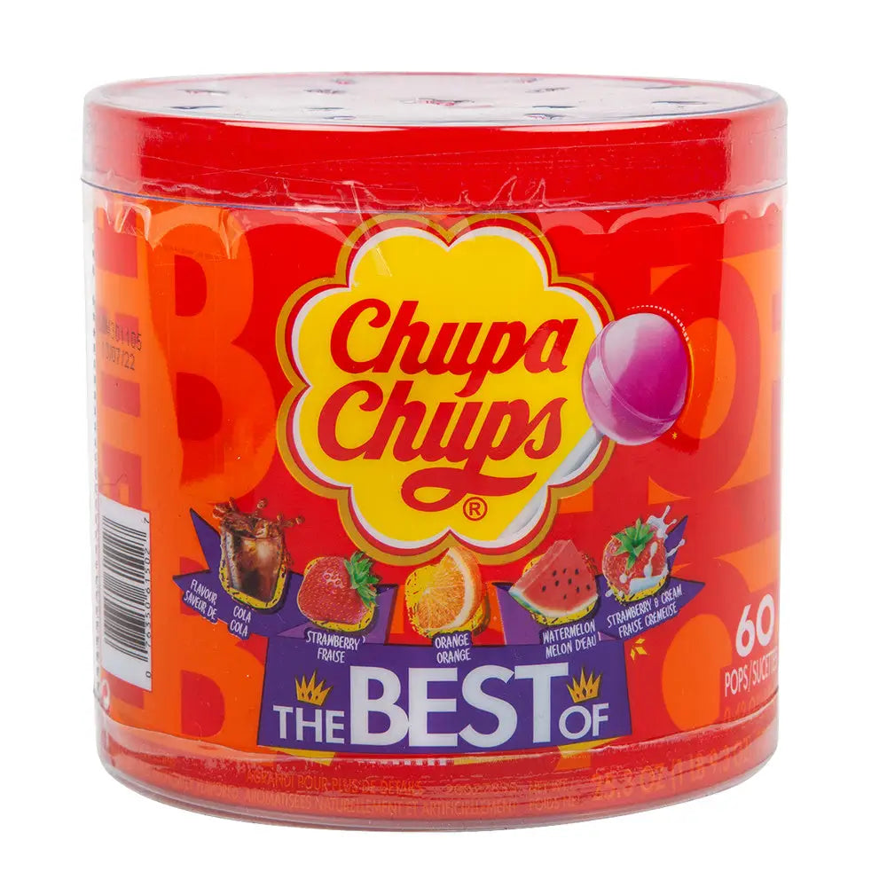 CHUPA CHUPS ASSORTED THE BEST OF 60 COUNT TUB - lollipops