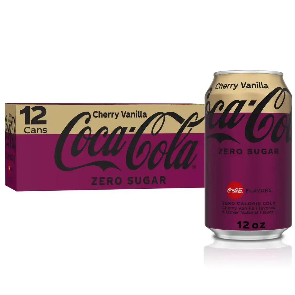 Coca Cola Cherry Vanilla Zero Soda 12 fl oz cans 12 pack