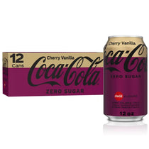 Coca Cola Cherry Vanilla Zero Soda 12 fl oz cans 12 pack