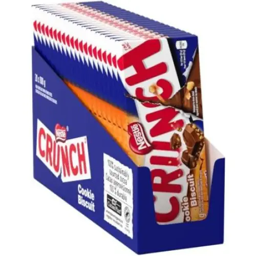 Crunch Milk Chocolate Bar With Cookie Pieces 100g case 20