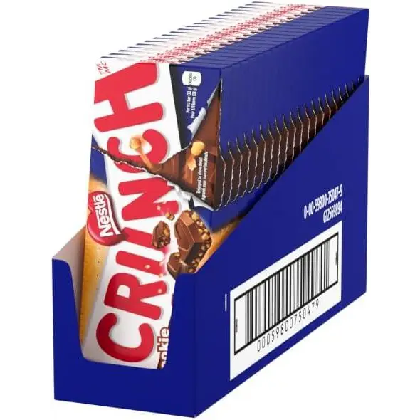 Crunch Milk Chocolate Bar With Cookie Pieces 100g case 20