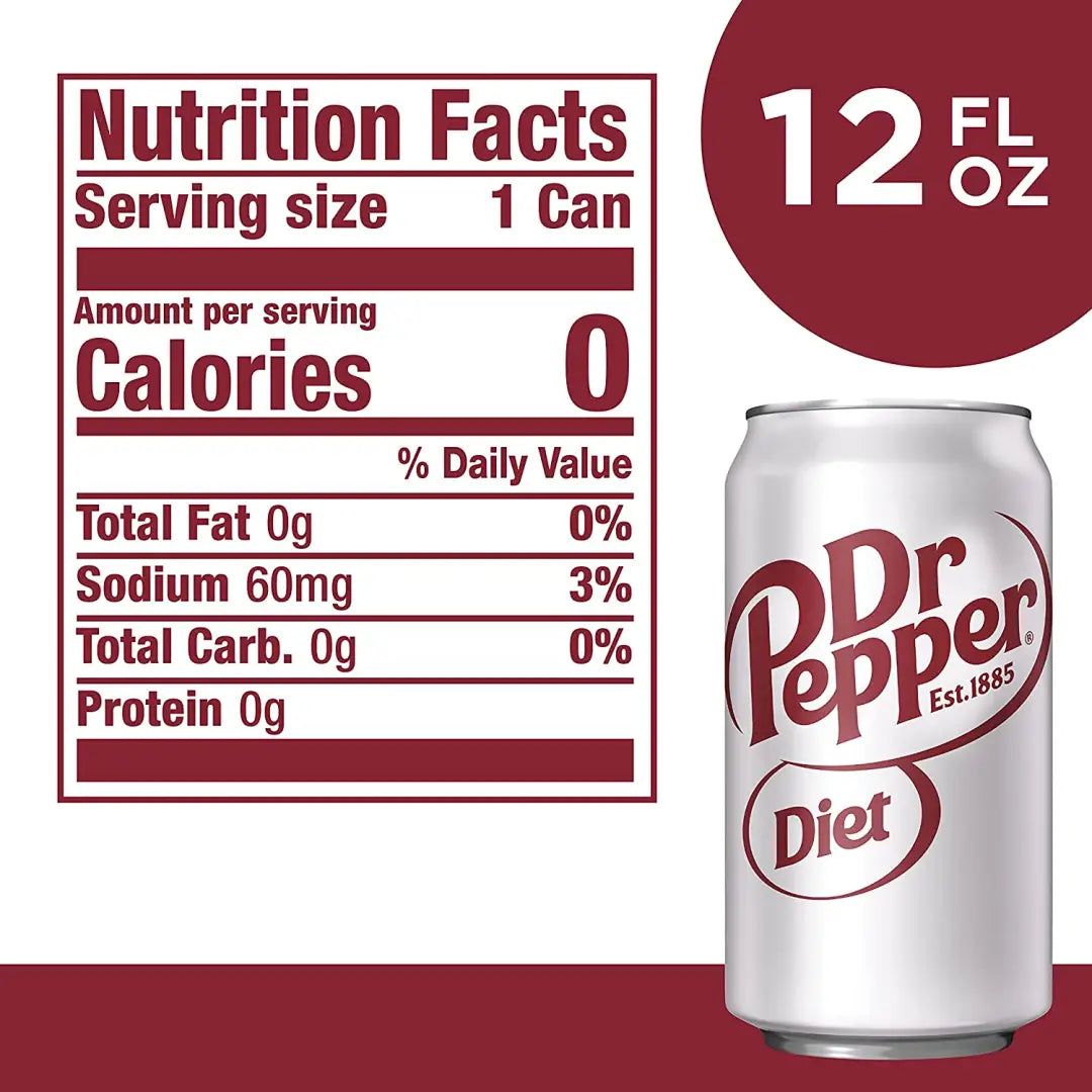 Diet Dr Pepper Soda 12 fl oz cans 12 pack imported from USA