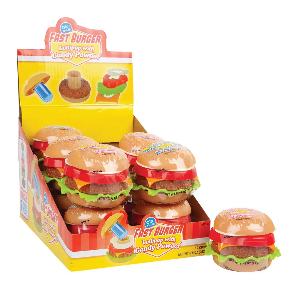DIP-N-LIK FAST BURGER LOLLIPOP WITH CANDY POWDER 0.74 OZ Main image