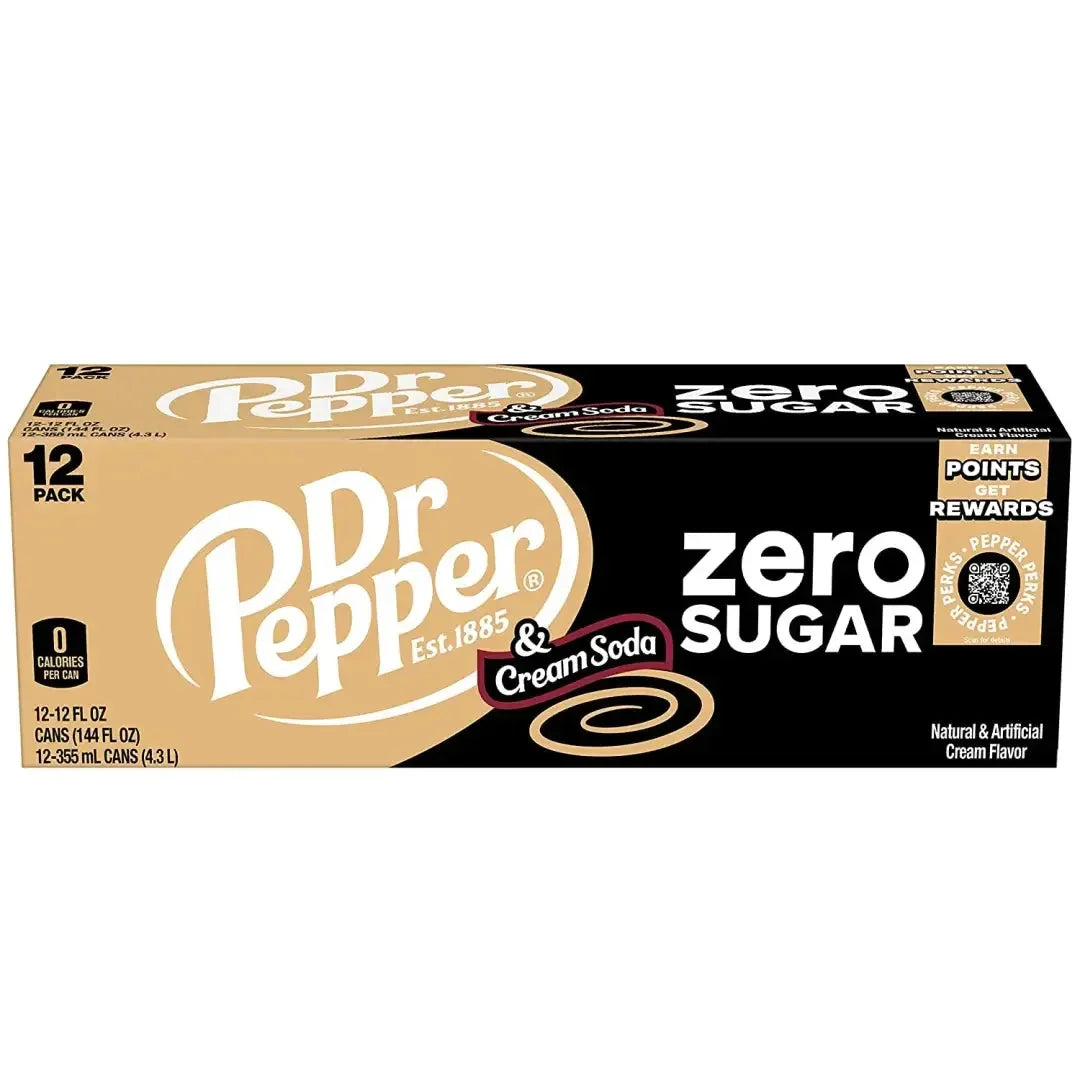 Dr Pepper and Cream Soda Zero Sugar 12 fl oz cans 12 pack