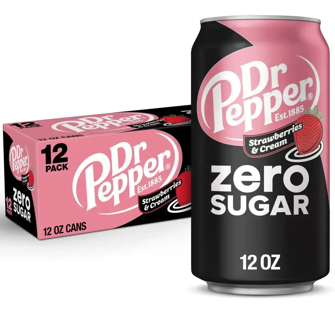 Dr Pepper Zero Strawberries and Cream Soda 12 fl oz cans 12