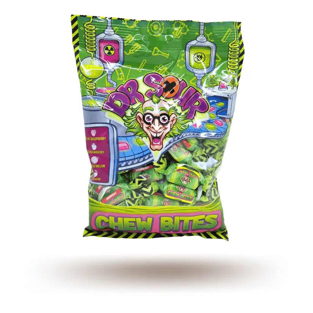 Dr Sour Chew Bites Peg Bag 180g x 12ct - candy