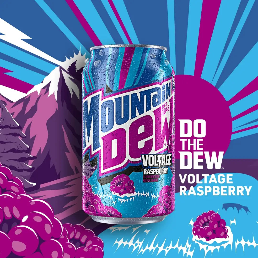 Mountain Dew Voltage Raspberry Citrus Ginseng Soda 12 Fl Oz