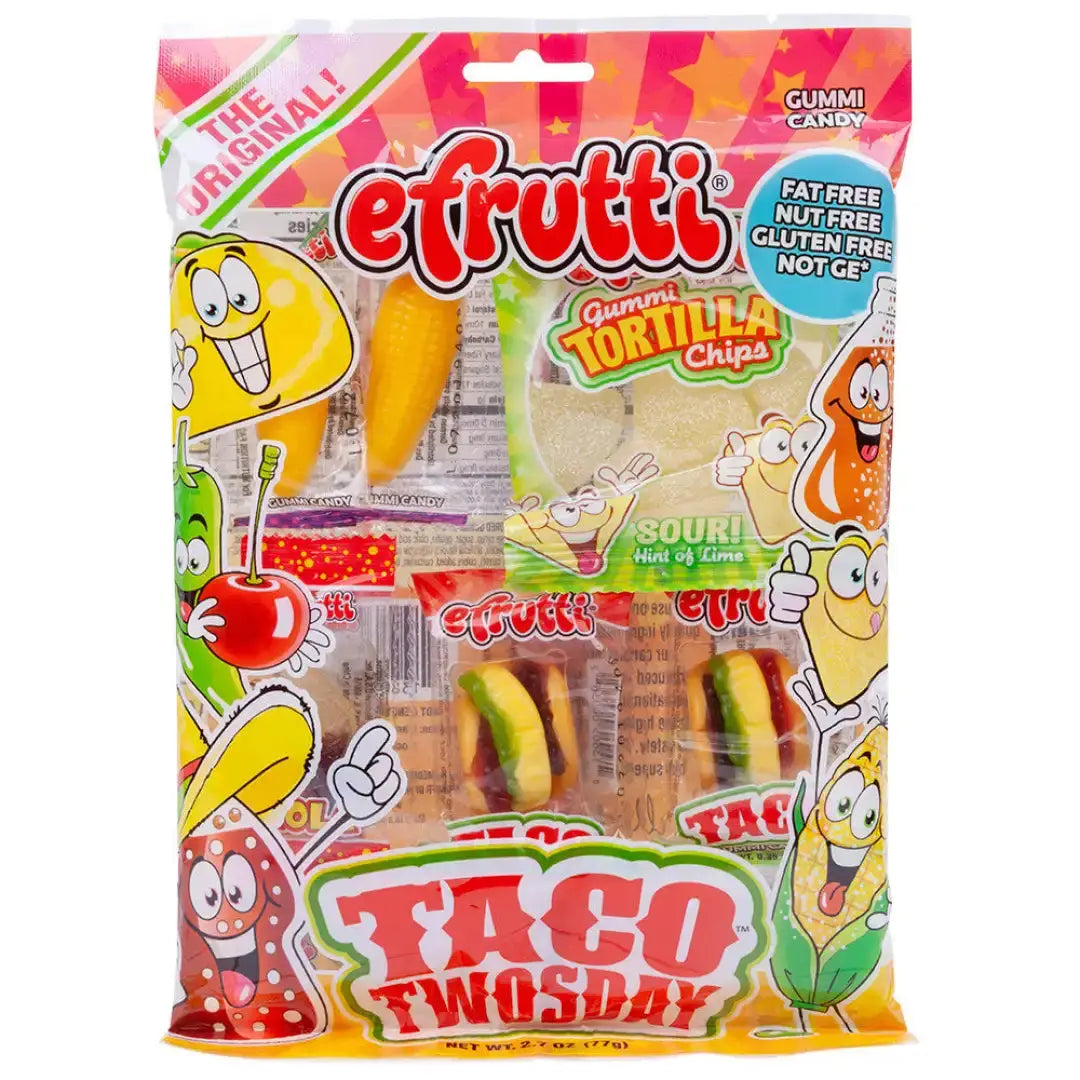 EFRUTTI TACO TWOSDAY GUMMI CANDY 2.7 OZ PEG BAG