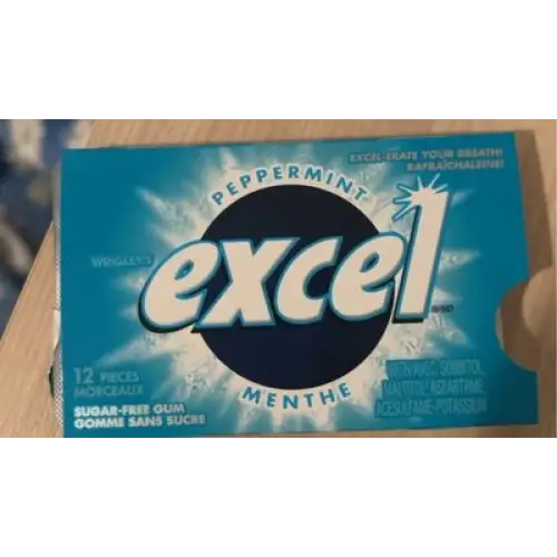 Excel Peppermint Flavoured Sugar Free Chewing Gum 12pc 12ct