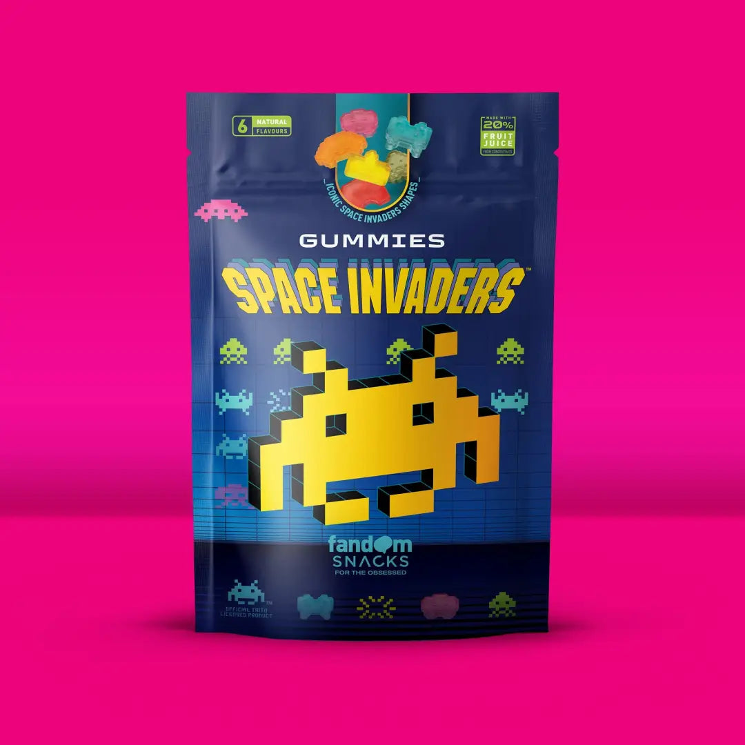 Fandom Space Invaders Chewy Fruit Juice Gummies 125g Case