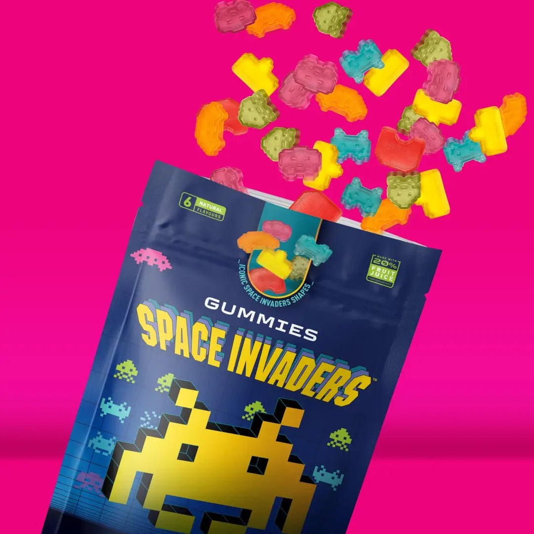 Fandom Space Invaders Chewy Fruit Juice Gummies 125g Case