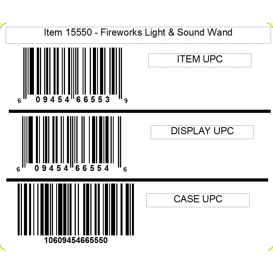 FIREWORKS LIGHT & SOUND WAND CandyRific 12ct