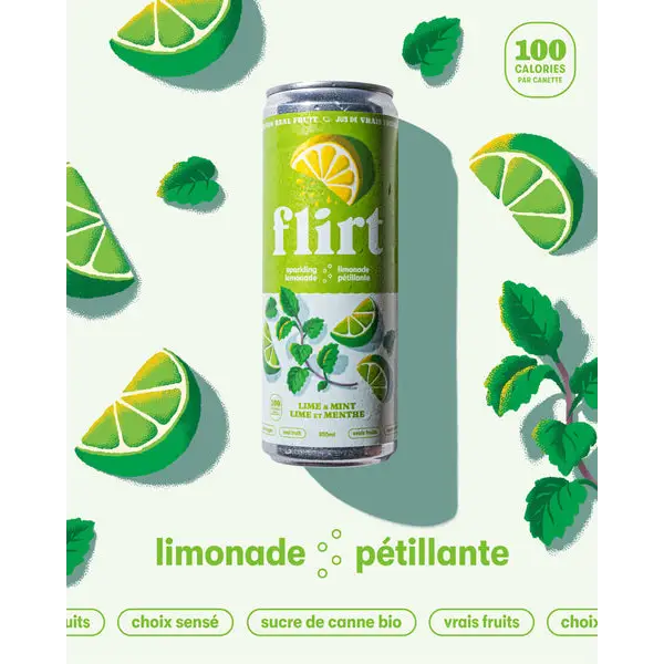 Flirt Sparkling Lime and Mint Lemonade 12 x 355ml Lemonade