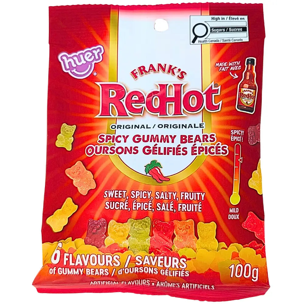 Frank’s RedHot Spicy Gummy Bears 100g Case 8 Count - Candy