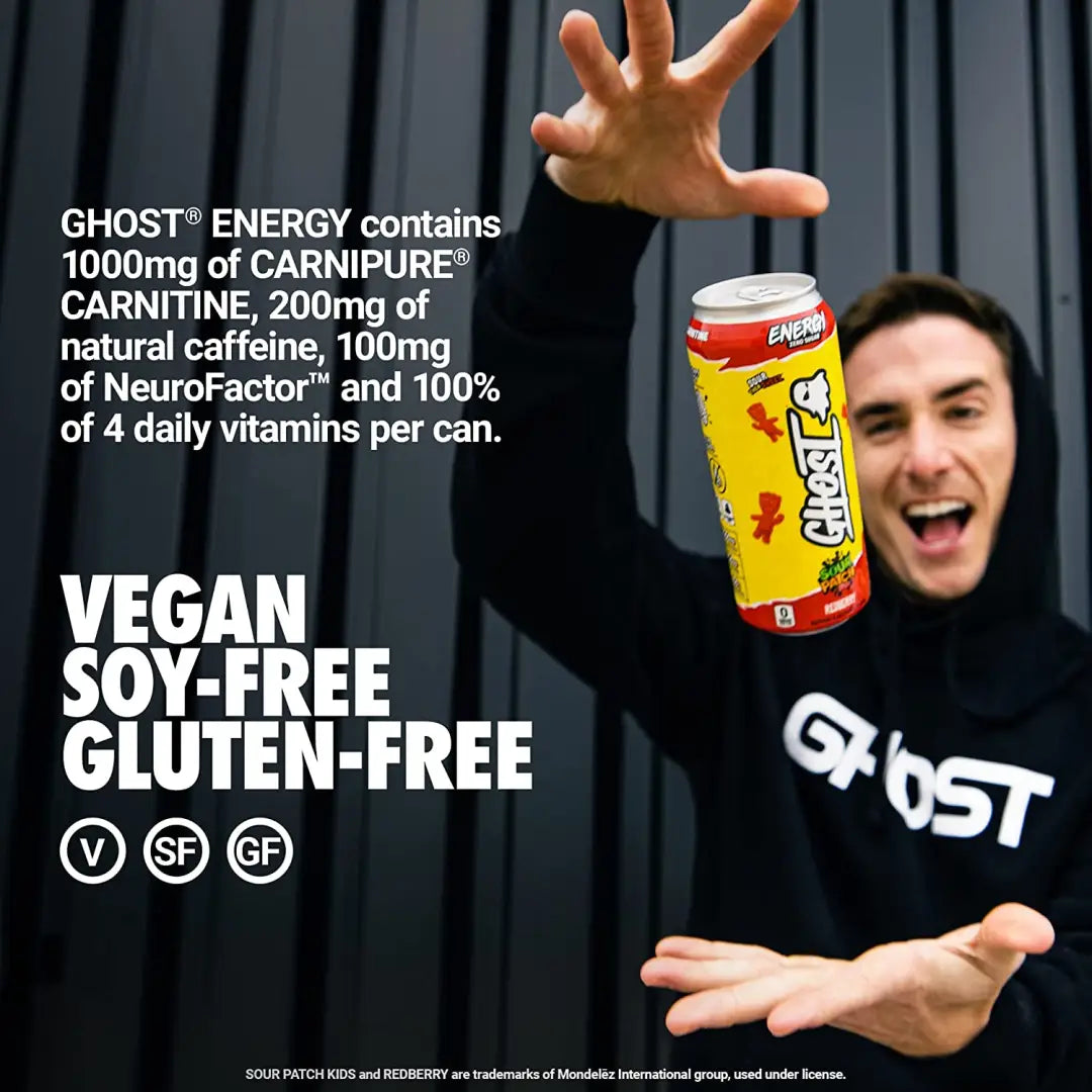 GHOST ENERGY Sugar Free Energy Drink - 12-Pack SOUR PATCH