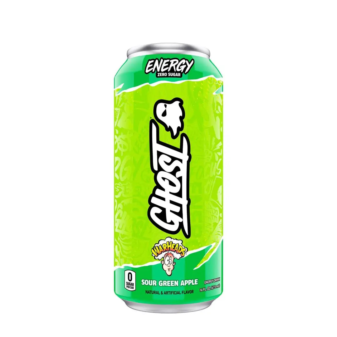 GHOST ENERGY WARHEADS Sour Green Apple- Sugar Free Energy Main image