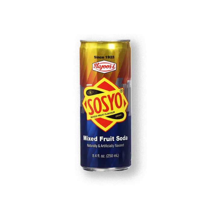 Hajoori Sosyo Mixed fruit soda India 250ml can case of 24