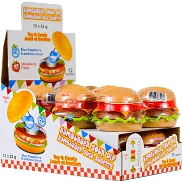 Hamburger Sour Dip Candy (12ct) (22g/0.8 oz) GW - Candy Main image