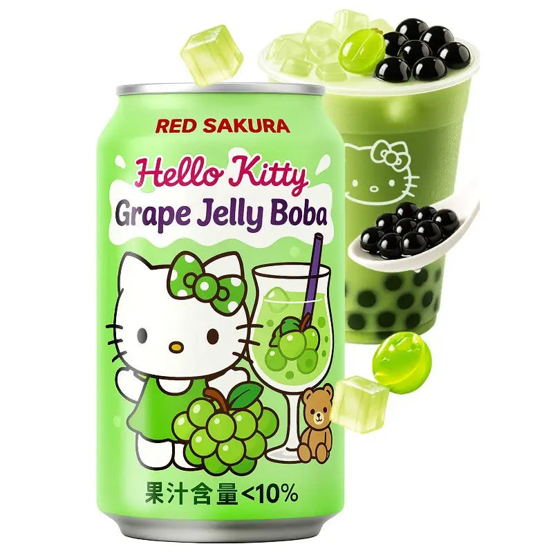 Hello Kitty Grape Jelly Boba- can 310ml case of 24 (Taiwan)