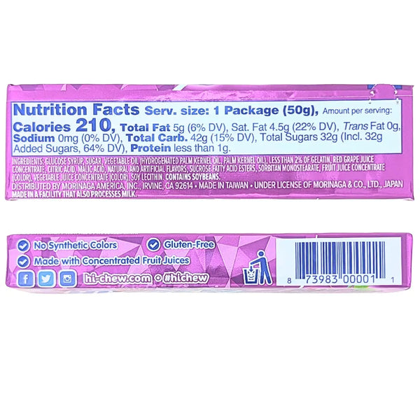 Hi Chew Grape Fruit Chews 58g Stick Packs Case of 12 - Candy