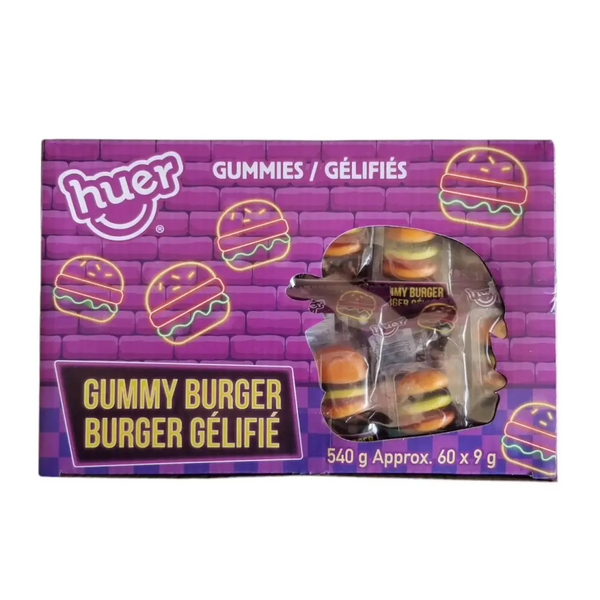 Huer Gummy Burgers 60ct 540g Bulk Box Fruity Chewy Candy