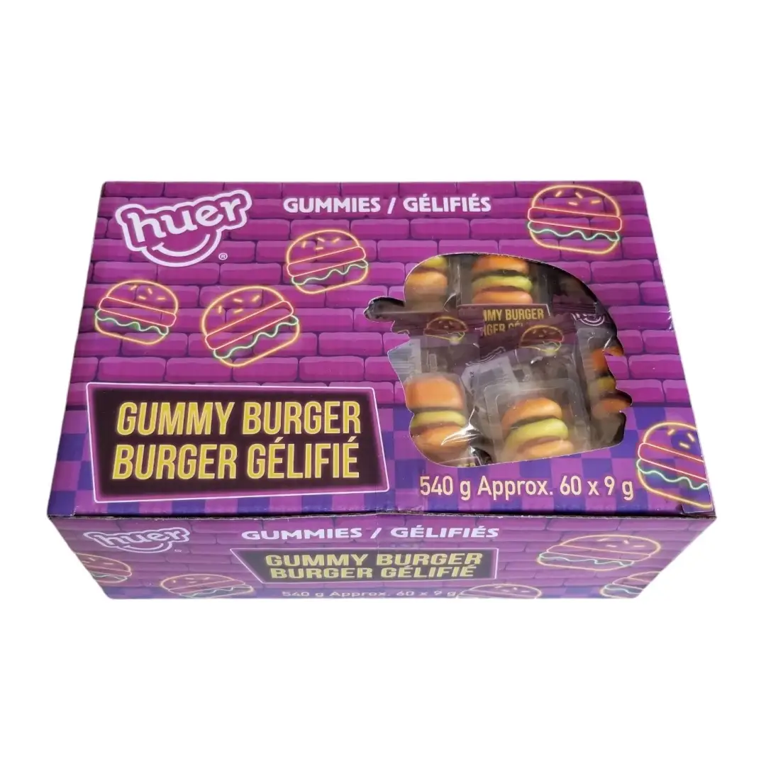 Huer Gummy Burgers 60ct 540g Bulk Box Fruity Chewy Candy