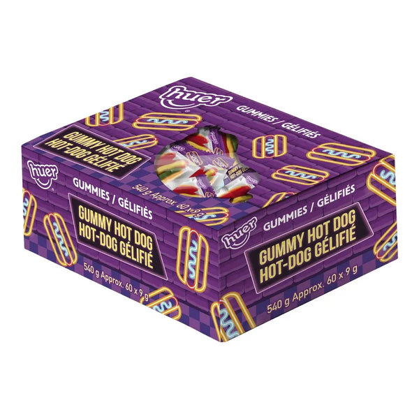 Huer Gummy Hot Dogs Candy 60 Pack Soft Chewy Vegetarian