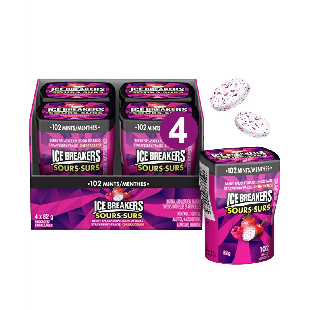 ICE BREAKERS Sours Berry Splash Flavour Sugar Free 82g (4