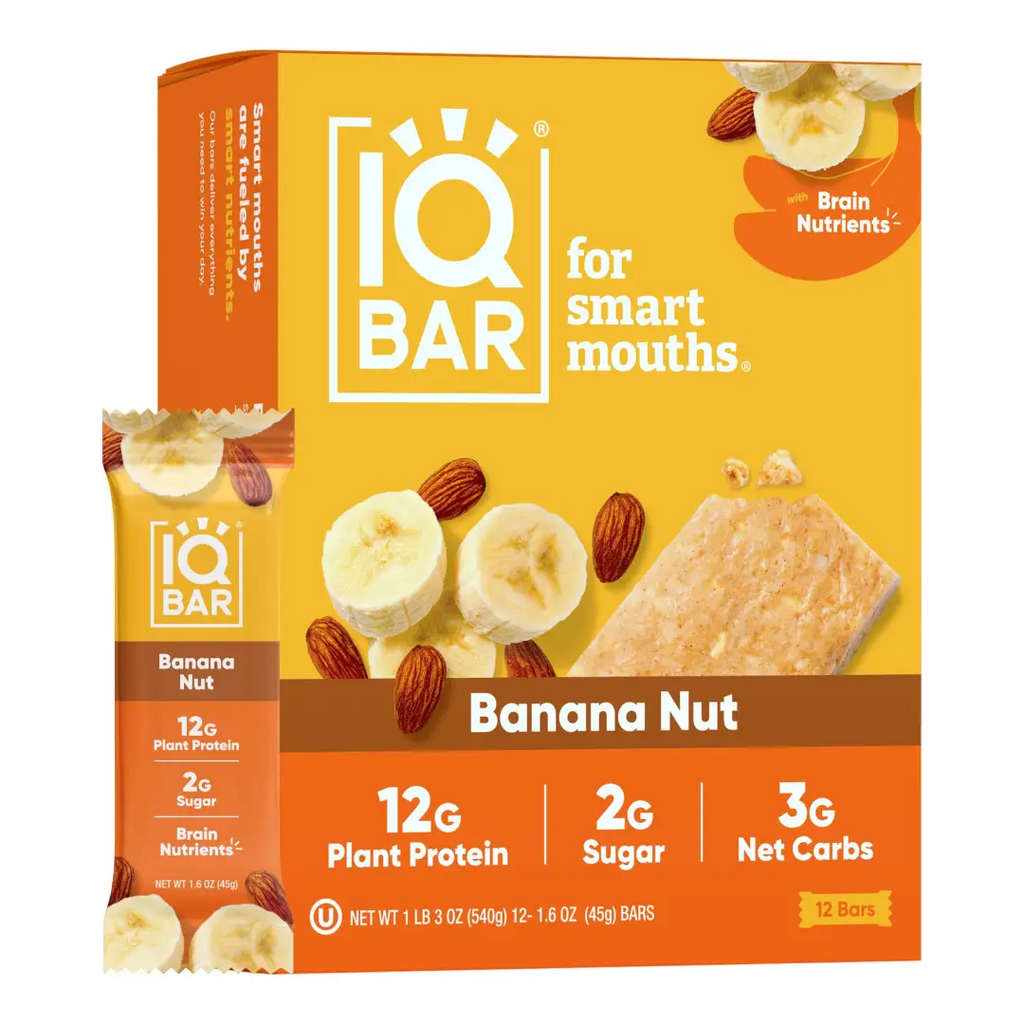 IQBAR Brain and Body Plant Protein Bars - Banana Nut - 12