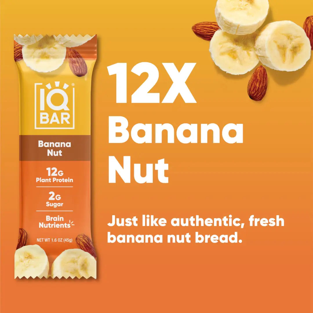 IQBAR Brain and Body Plant Protein Bars - Banana Nut - 12