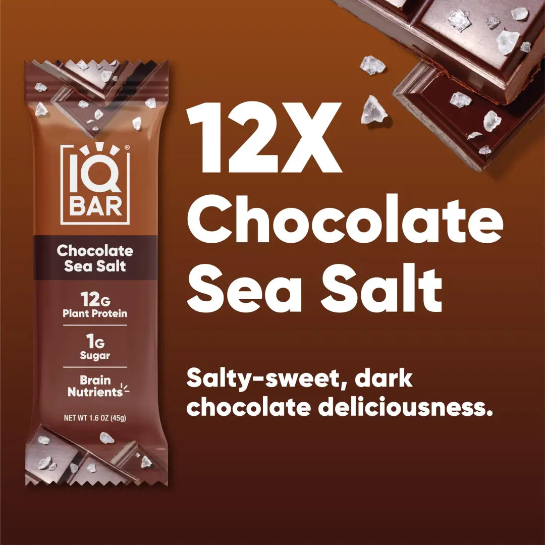 IQBAR Brain and Body Plant Protein Bars - Chocolate Sea
