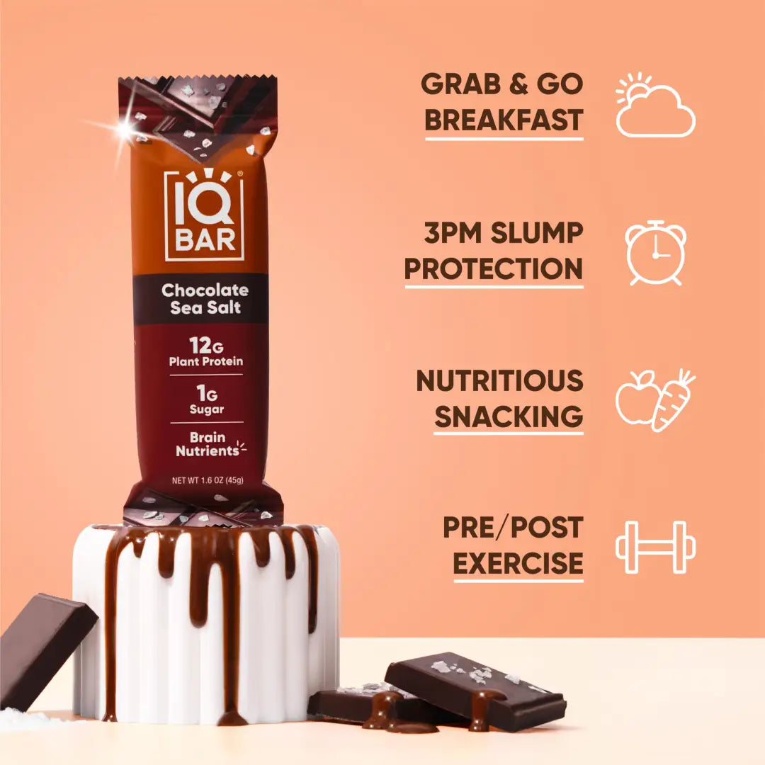 IQBAR Brain and Body Plant Protein Bars - Chocolate Sea