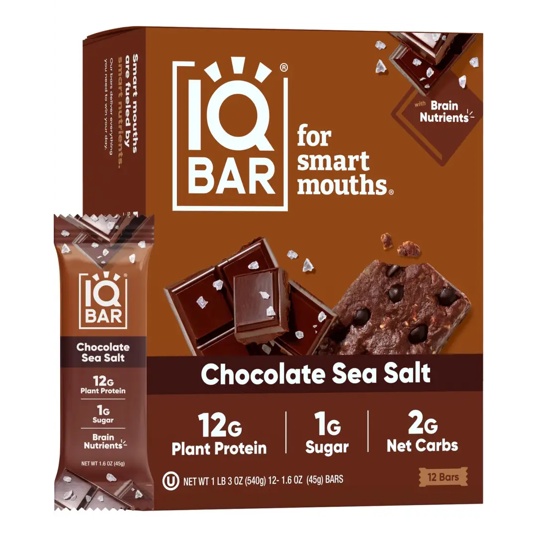 IQBAR Brain and Body Plant Protein Bars - Chocolate Sea