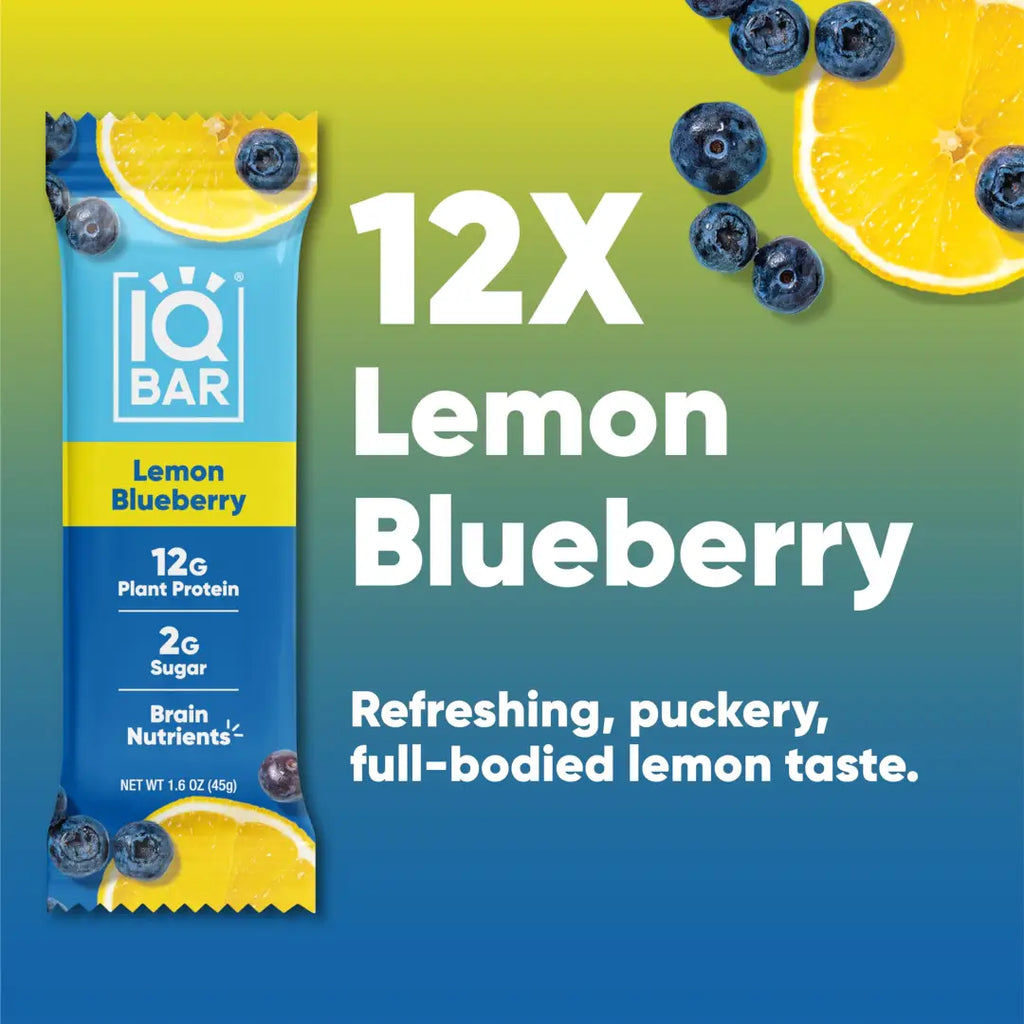 IQBAR Brain and Body Plant Protein Bars - Lemon Blueberry