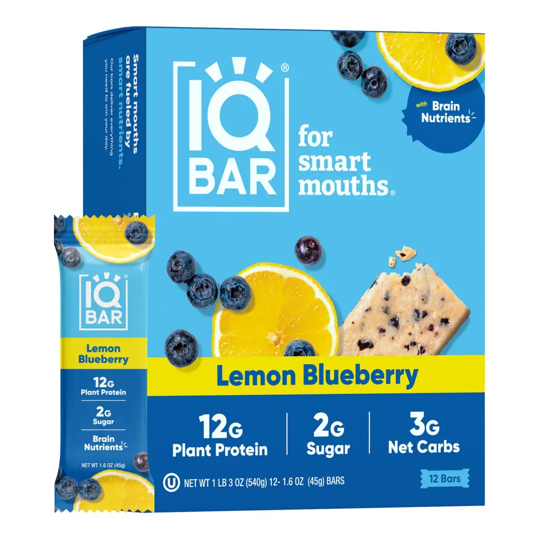 IQBAR Brain and Body Plant Protein Bars - Lemon Blueberry