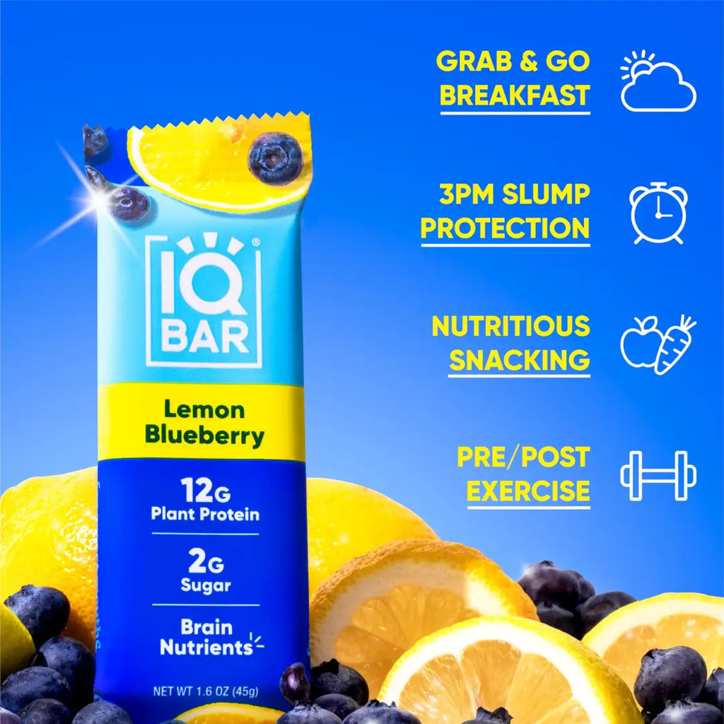 IQBAR Brain and Body Plant Protein Bars - Lemon Blueberry