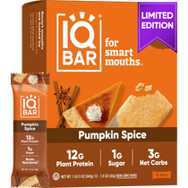 IQBAR Brain and Body Plant Protein Bars - Pumpkin Spice (12