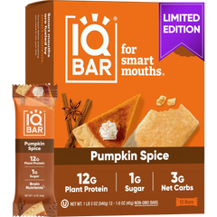 IQBAR Brain and Body Plant Protein Bars - Pumpkin Spice (12