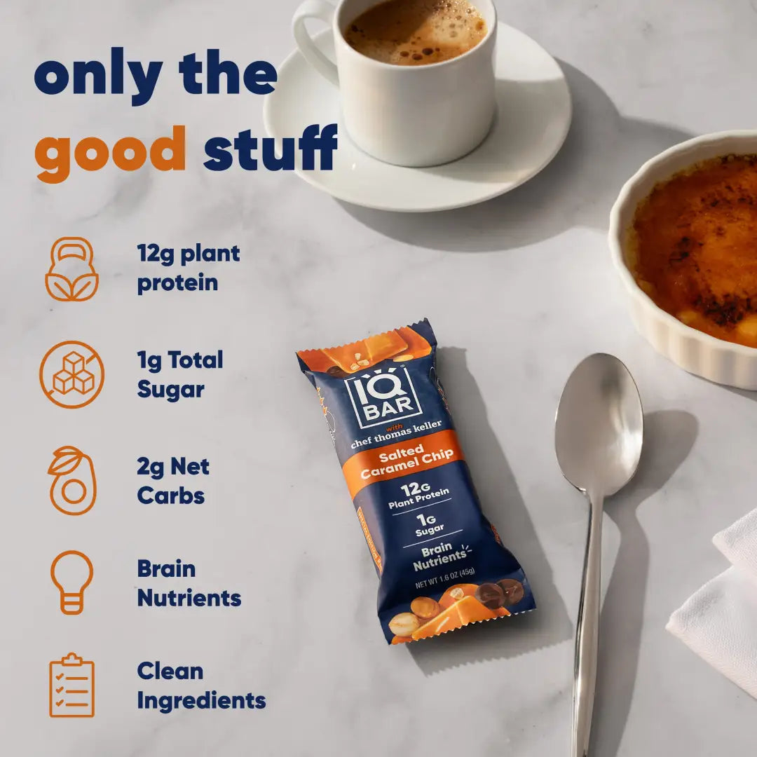 IQBAR Brain and Body Plant Protein Bars - Salted Caramel