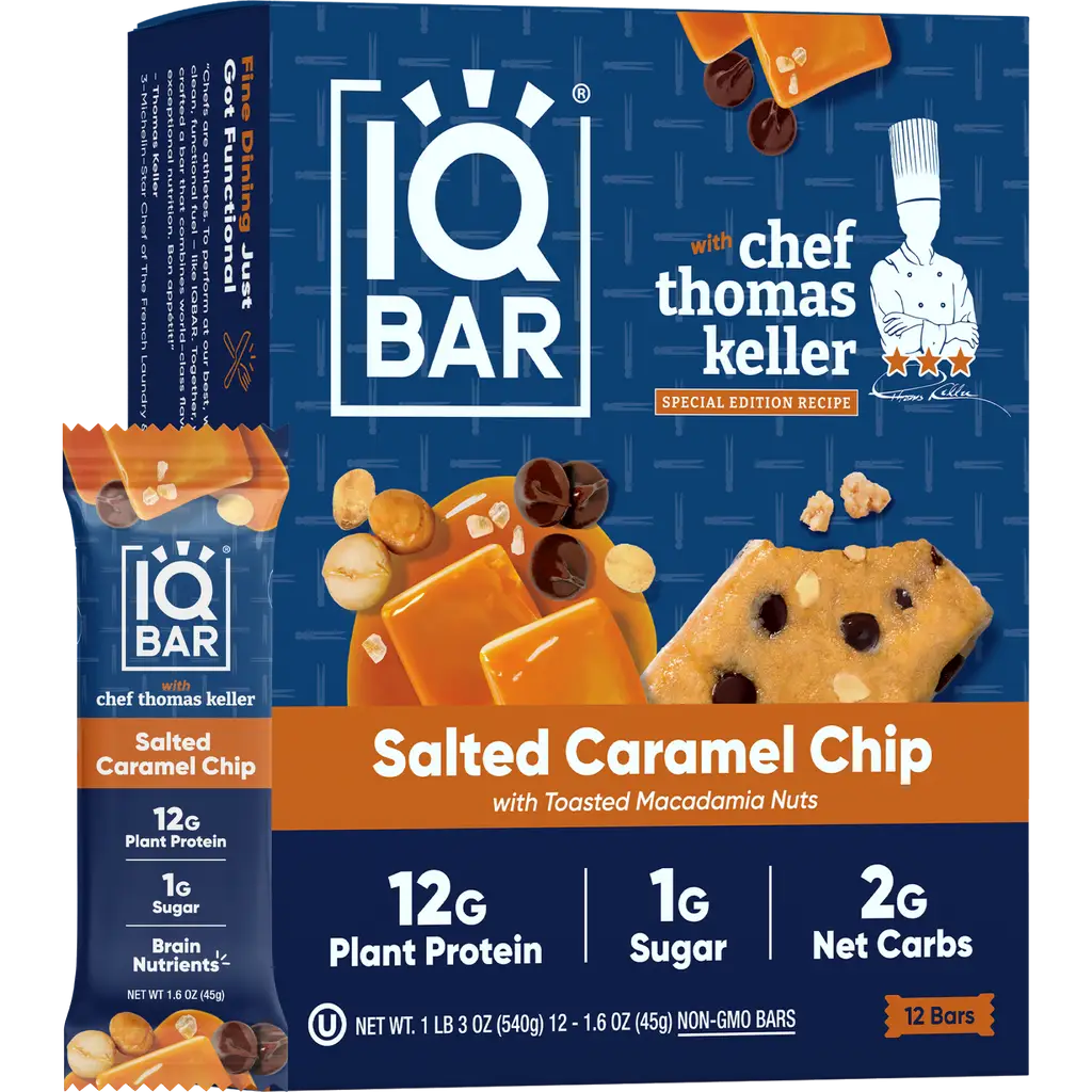 IQBAR Brain and Body Plant Protein Bars - Salted Caramel