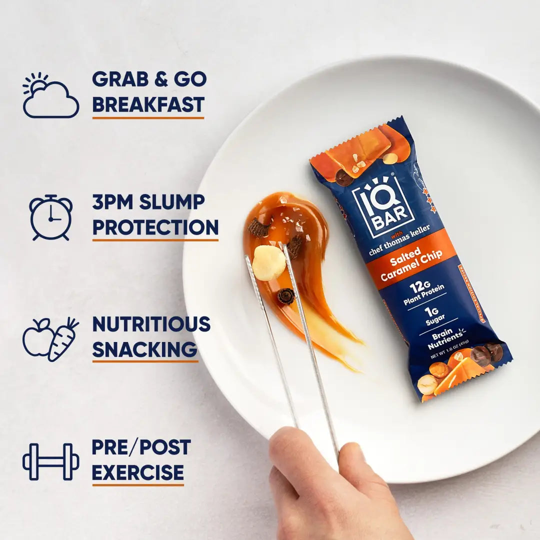 IQBAR Brain and Body Plant Protein Bars - Salted Caramel