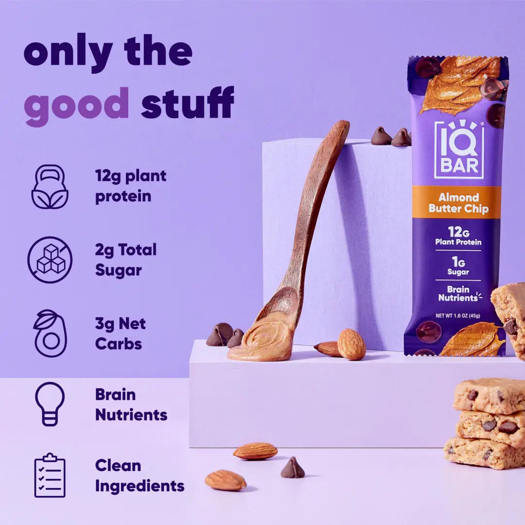 IQBAR Brain Body Keto Protein Bars - Almond Butter Chip