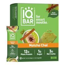 IQBAR Brain + Body Protein Bars Matcha Chai Keto Vegan