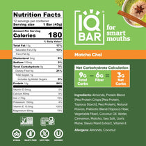 IQBAR Brain + Body Protein Bars Matcha Chai Keto Vegan
