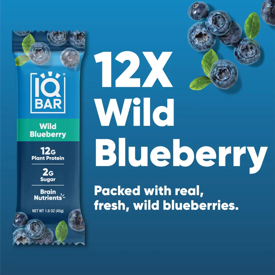 IQBAR Brain + Body Protein Bars Wild Blueberry Keto Vegan