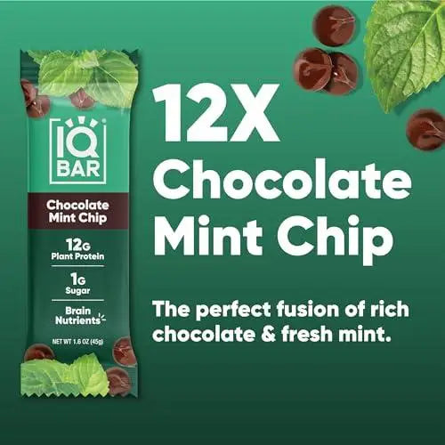 IQBAR Chocolate Chip MInt Brain and Body Plant Protein Bars