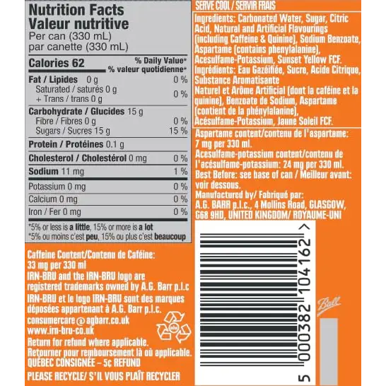 IRN-BRU Original and Best case of 24 330ml Cans - soda