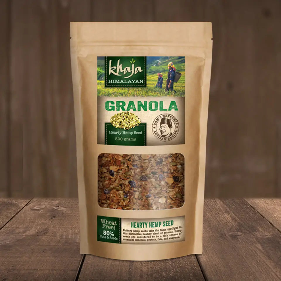 Khaja Granola Hearty Hemp Seed 500 gram bag - Grocery